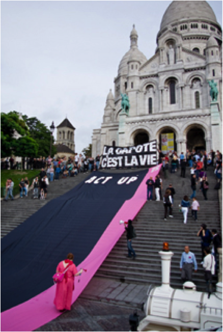 Action d'Act-Up au Sacré-Coeur (Paris)