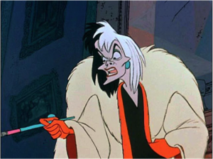 Cruella d'Enfer dans le film "Les 101 Dalmatiens" de Walt Disney